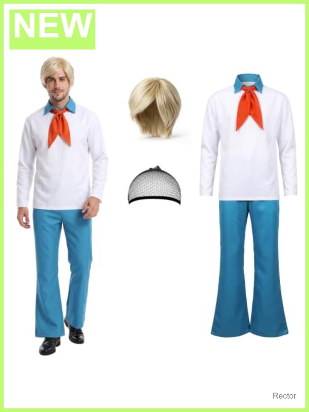 5 PCS Men's Detective Costume Set with Wig